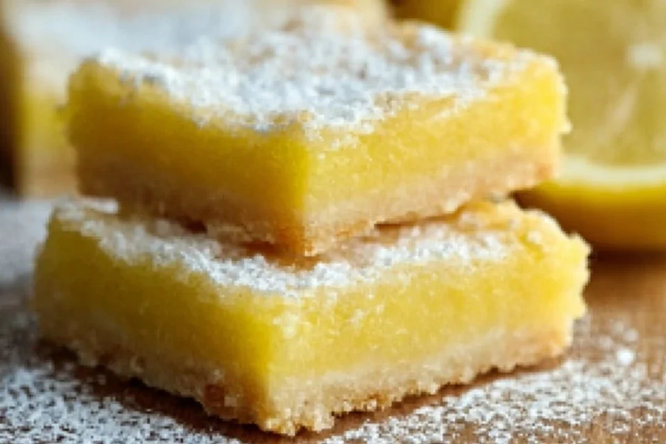Delicious super easy lemon bars ready to be served