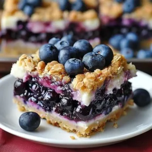 Delicious blueberry cheesecake crumble bars with a golden crumble topping