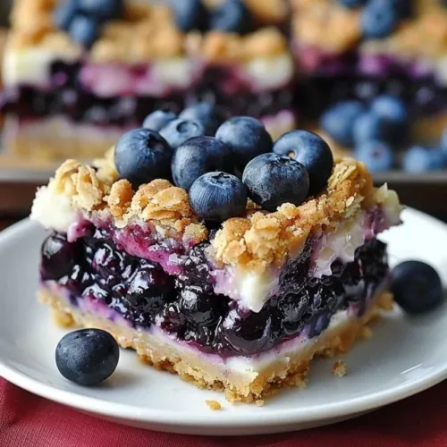 Delicious blueberry cheesecake crumble bars with a golden crumble topping
