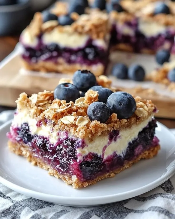Blueberry Cheesecake Crumble Bars