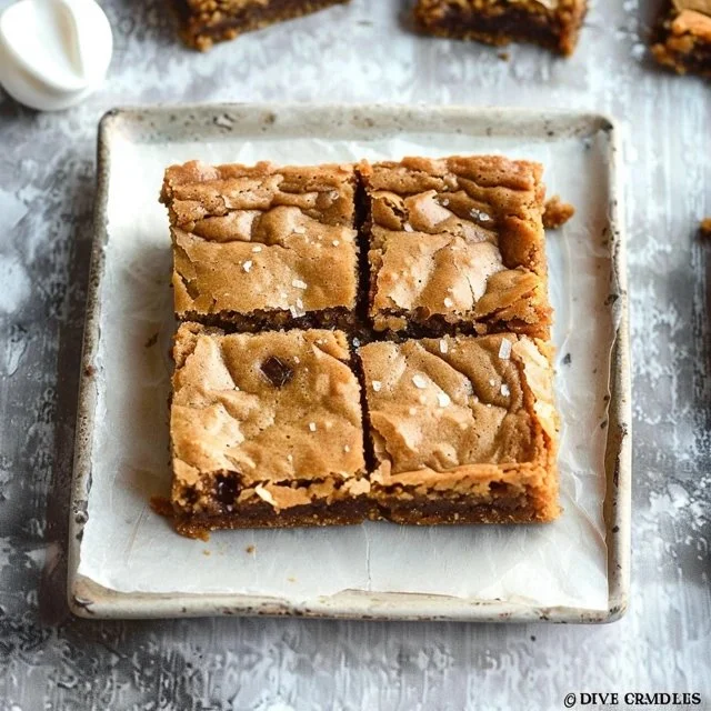 Deliciously chewy brown butter blondies with a golden crust and rich flavor
