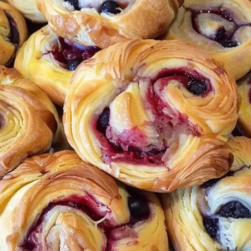 Freshly baked Cherry Cheese Danish with cherries and cream cheese filling