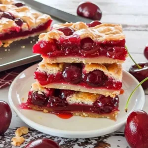Homemade Cherry Pie Bars with a buttery crust and vibrant cherry filling