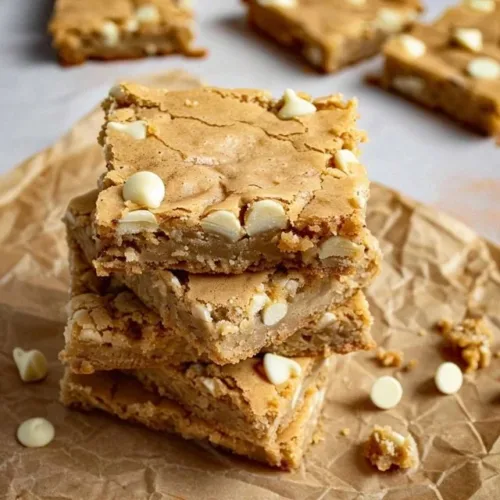 Delicious classic blondies baked to perfection with a rich butterscotch flavor.