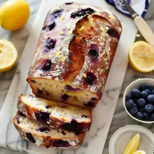 Easy Blueberry Lemon Sourdough Bread 2 Freshly baked blueberry lemon sourdough bread on a rustic wooden table