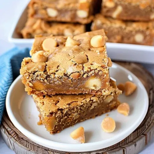 Delicious easy butterscotch blondies fresh out of the oven.