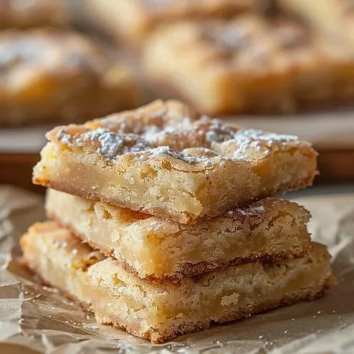 Delicious cinnamon sugar blondies served warm on a plate