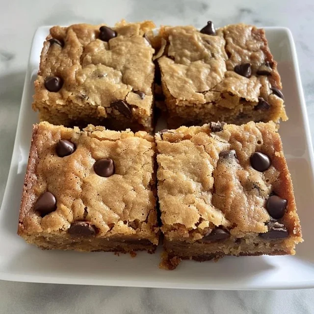 Delicious easy sourdough discard blondies on a wooden table