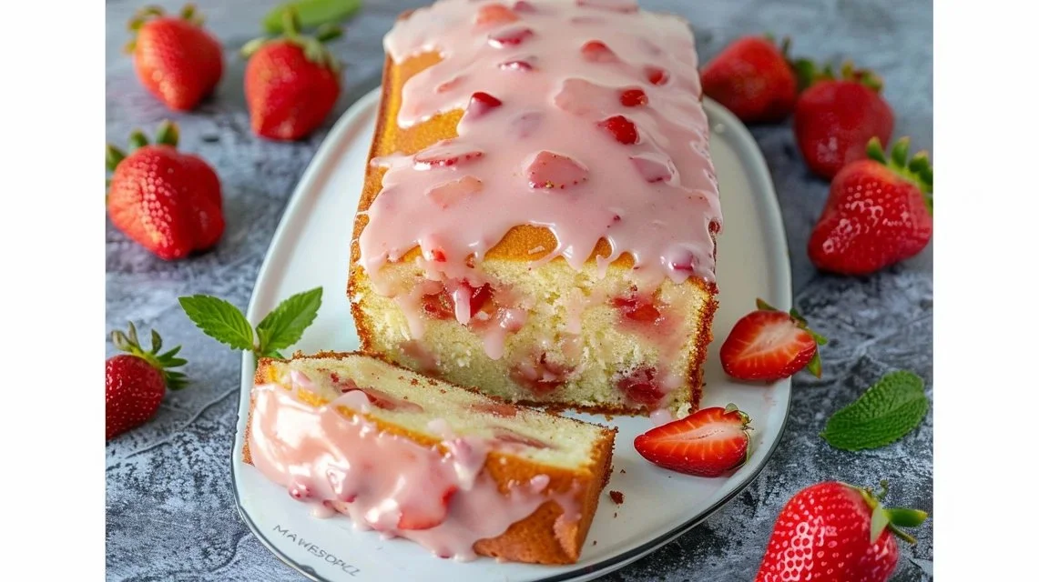 Easy Strawberry Pound Cake with Fresh Strawberry Glaze