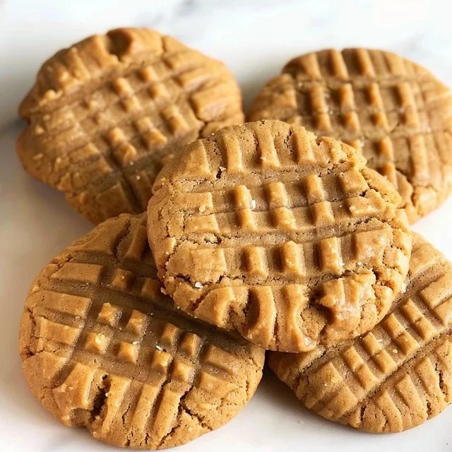 Flourless peanut butter cookies on a baking sheet, ready to enjoy.