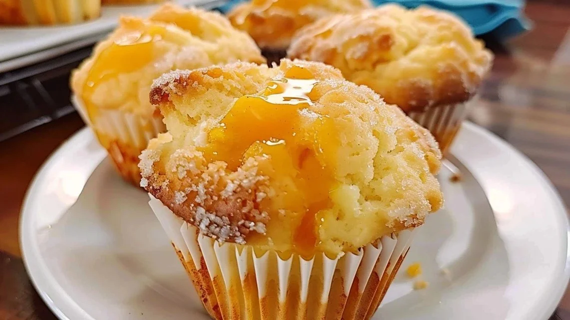 Homemade Peach Cobbler Muffins