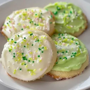 Delicious lime sugar cookies on a white plate, sprinkled with lime zest.