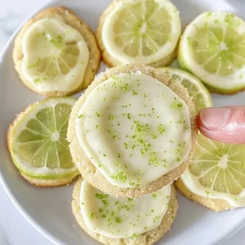 Freshly baked lime sugar cookies on a rustic wooden table
