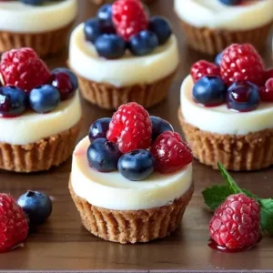 Mini gluten free cheesecakes topped with fresh berries
