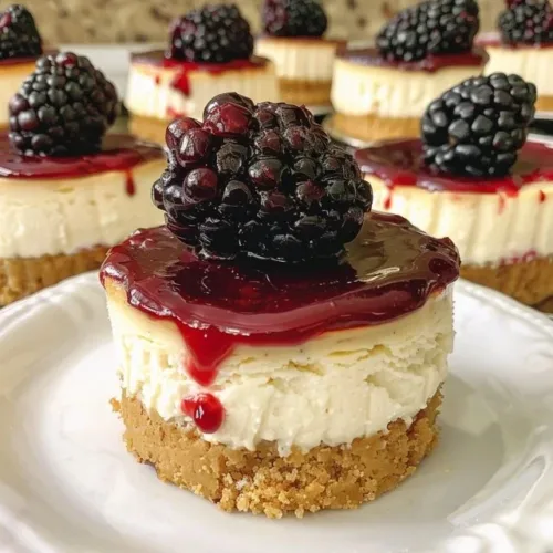 Mini vegan cheesecakes topped with fresh berries on a wooden platter.