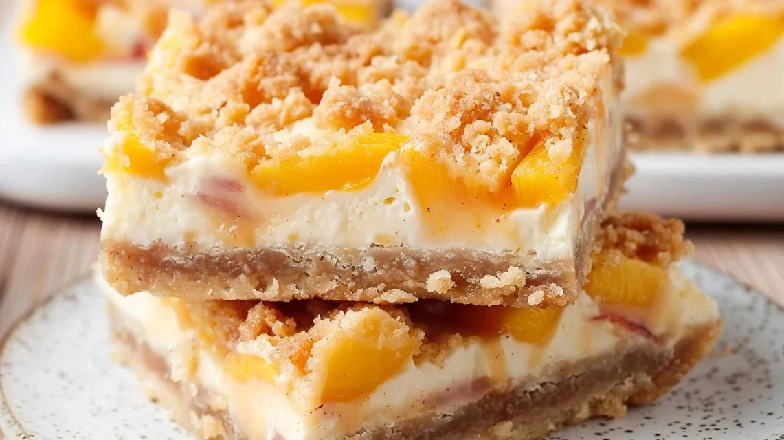 Peach Cobbler Cheesecake Bars