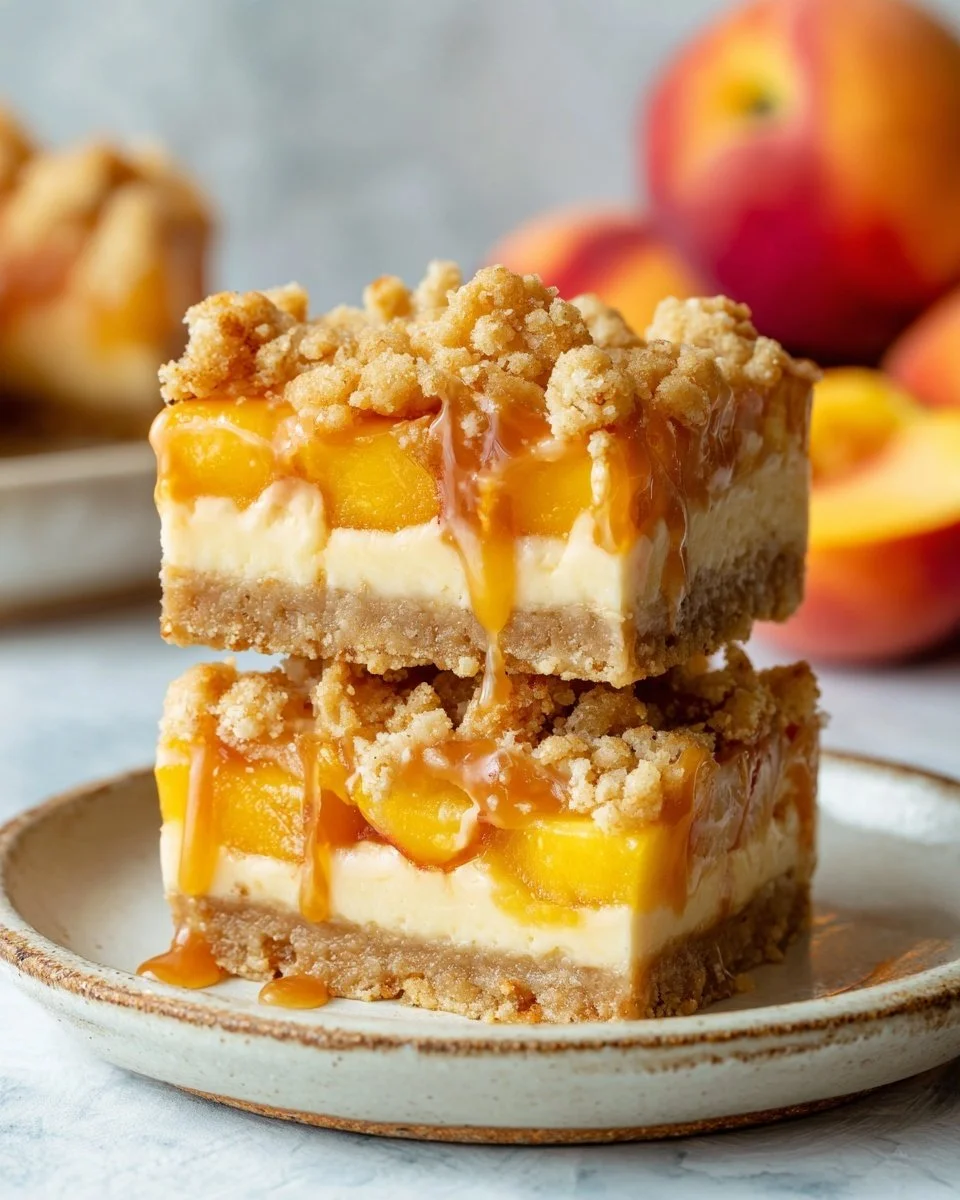 Peach Cobbler Cheesecake Bars