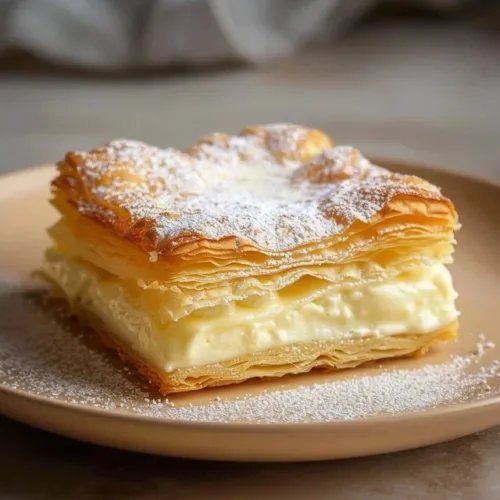 Puff Pastry Vanilla Custard Cream Squares - delicious golden treats filled with custard