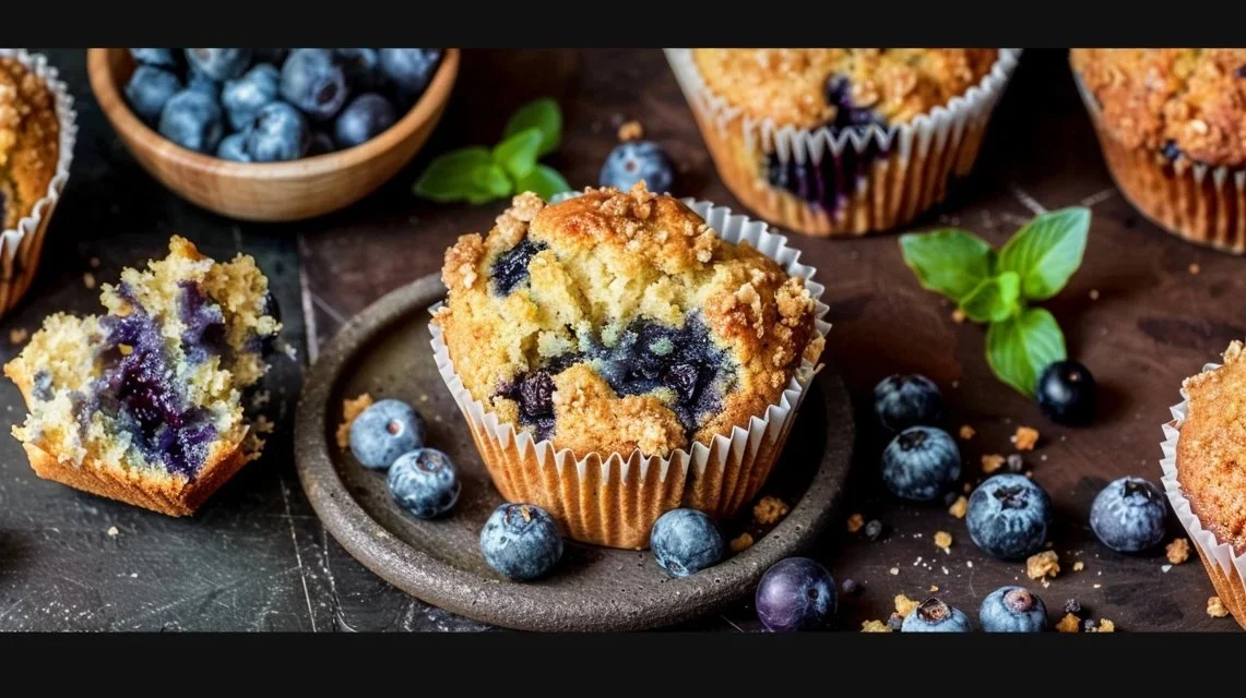 Quick Sourdough Discard Blueberry Muffins