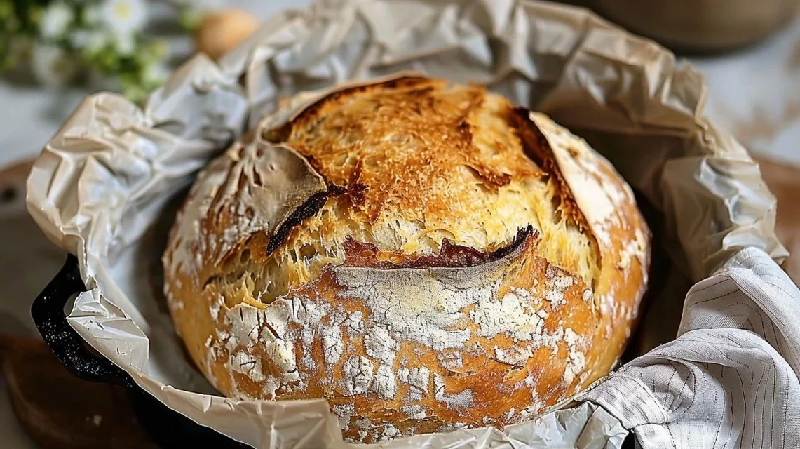 Crusty Golden Sourdough Bread with a Soft Chewy Center