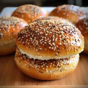 Freshly baked sourdough buns made from sourdough discard