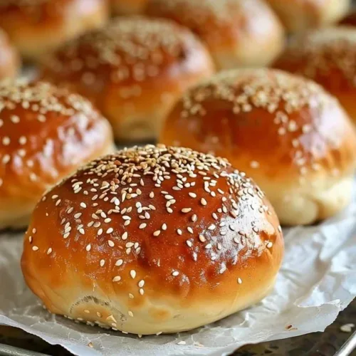 Sourdough discard hamburger buns fresh out of the oven.