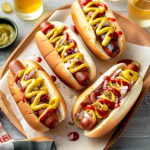 Homemade sourdough discard hot dog buns fresh out of the oven.