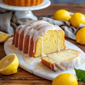 Moist and flavorful zesty lemon pound cake with glaze