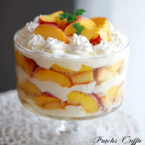 Peaches and Cream Trifle with Soft Cake Pieces