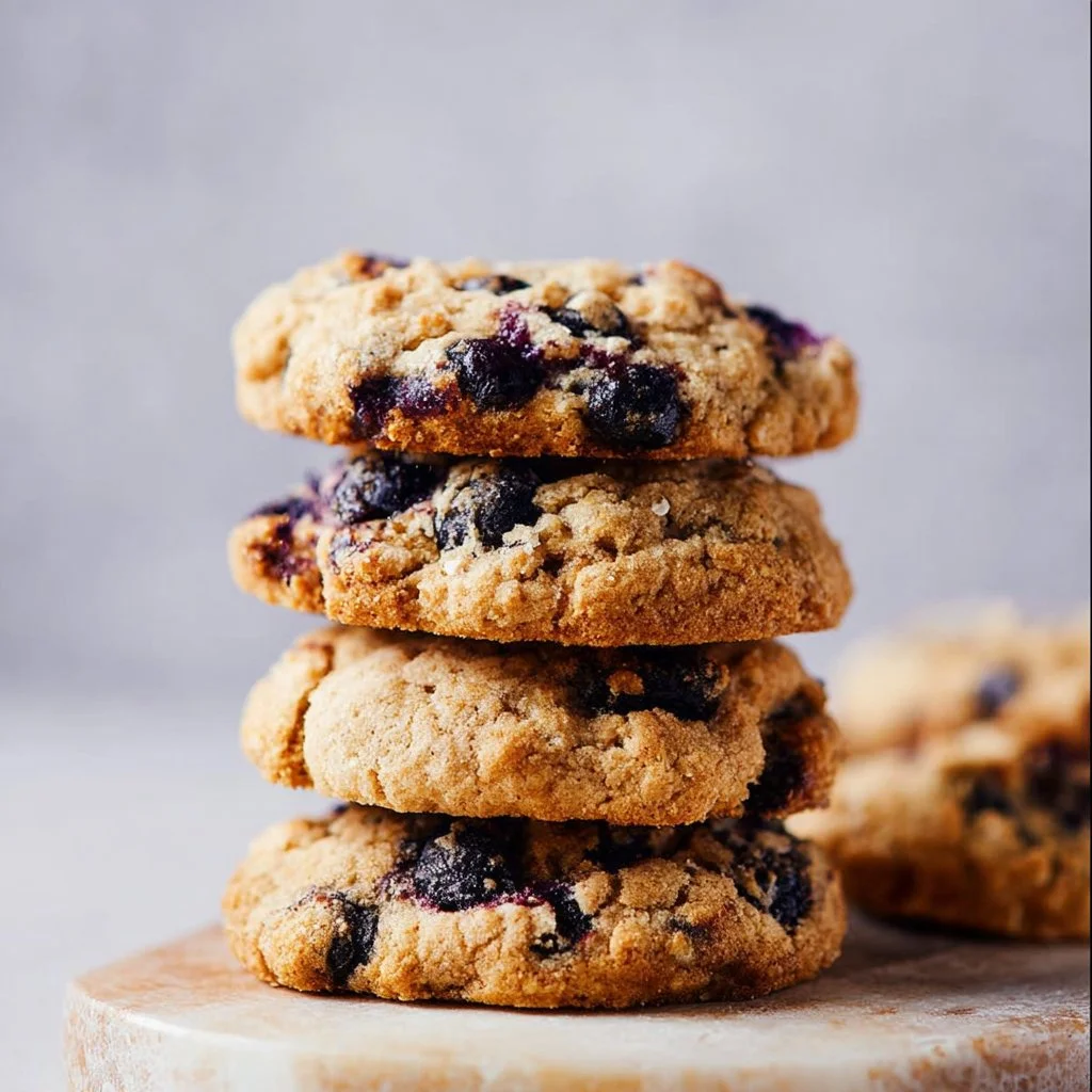 Delicious blueberry muffin cookies with fresh blueberries and a golden-brown finish.