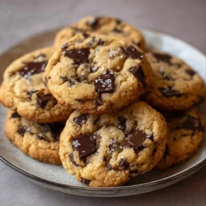 Baking chewy sourdough cookies on a wooden countertop with ingredients.