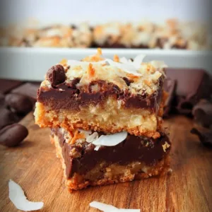 Delicious homemade Chocolate Coconut Bars with rich chocolate and coconut flakes