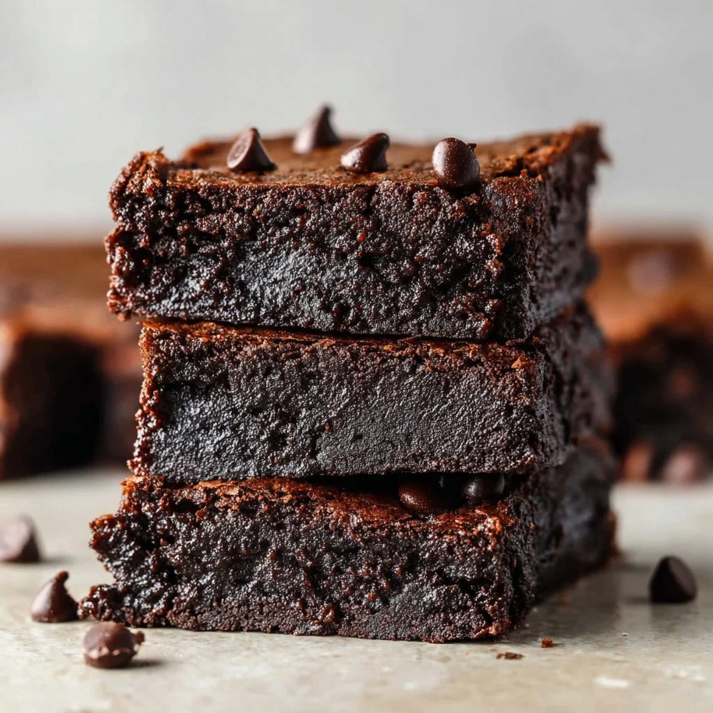 Healthy cottage cheese protein brownies topped with chocolate