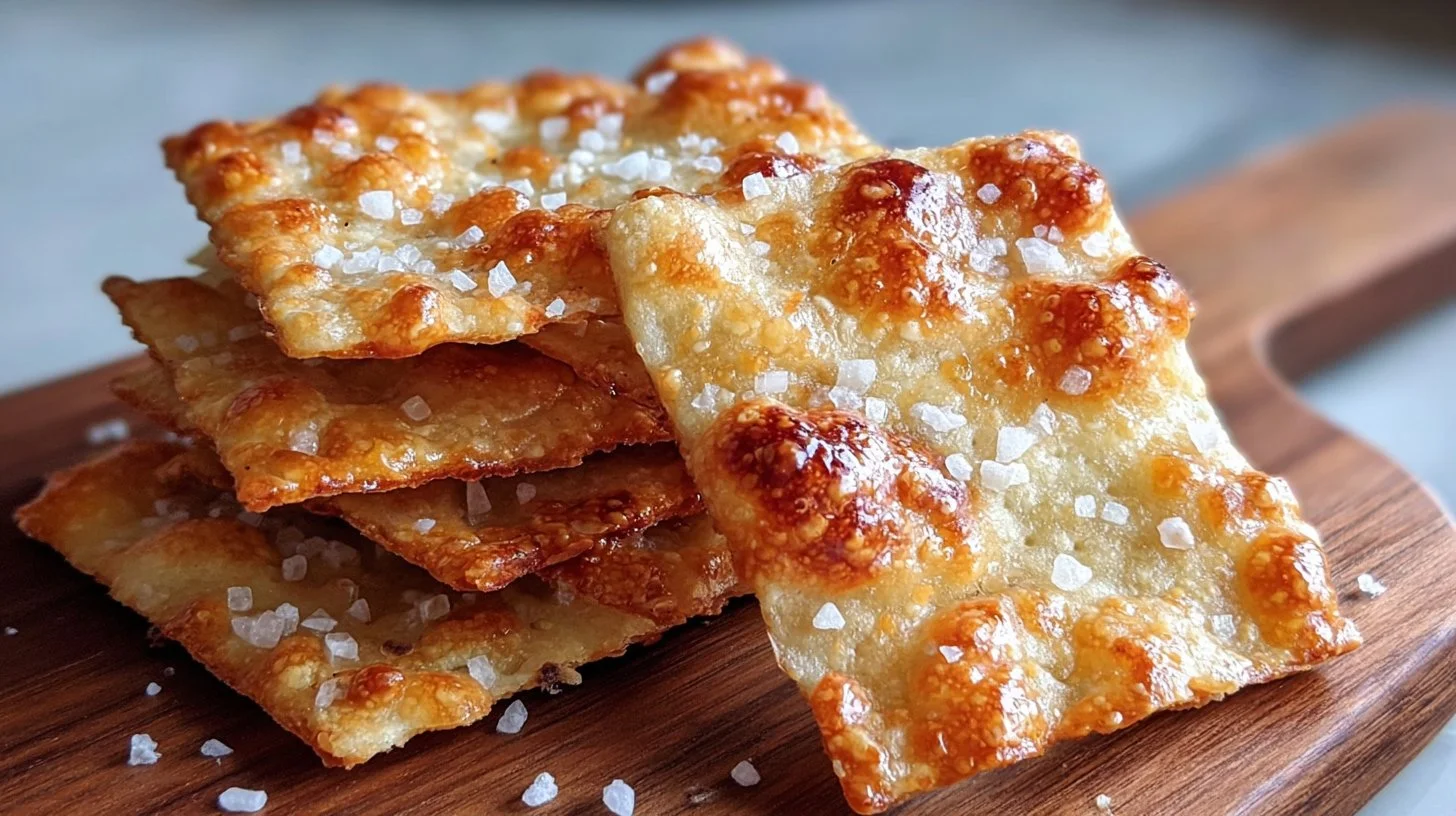Crispy Sourdough Crackers with Sea Salt