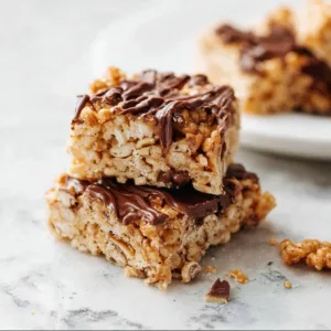 Crunchy toffee rice krispie treats made with brown butter and toffee bits.
