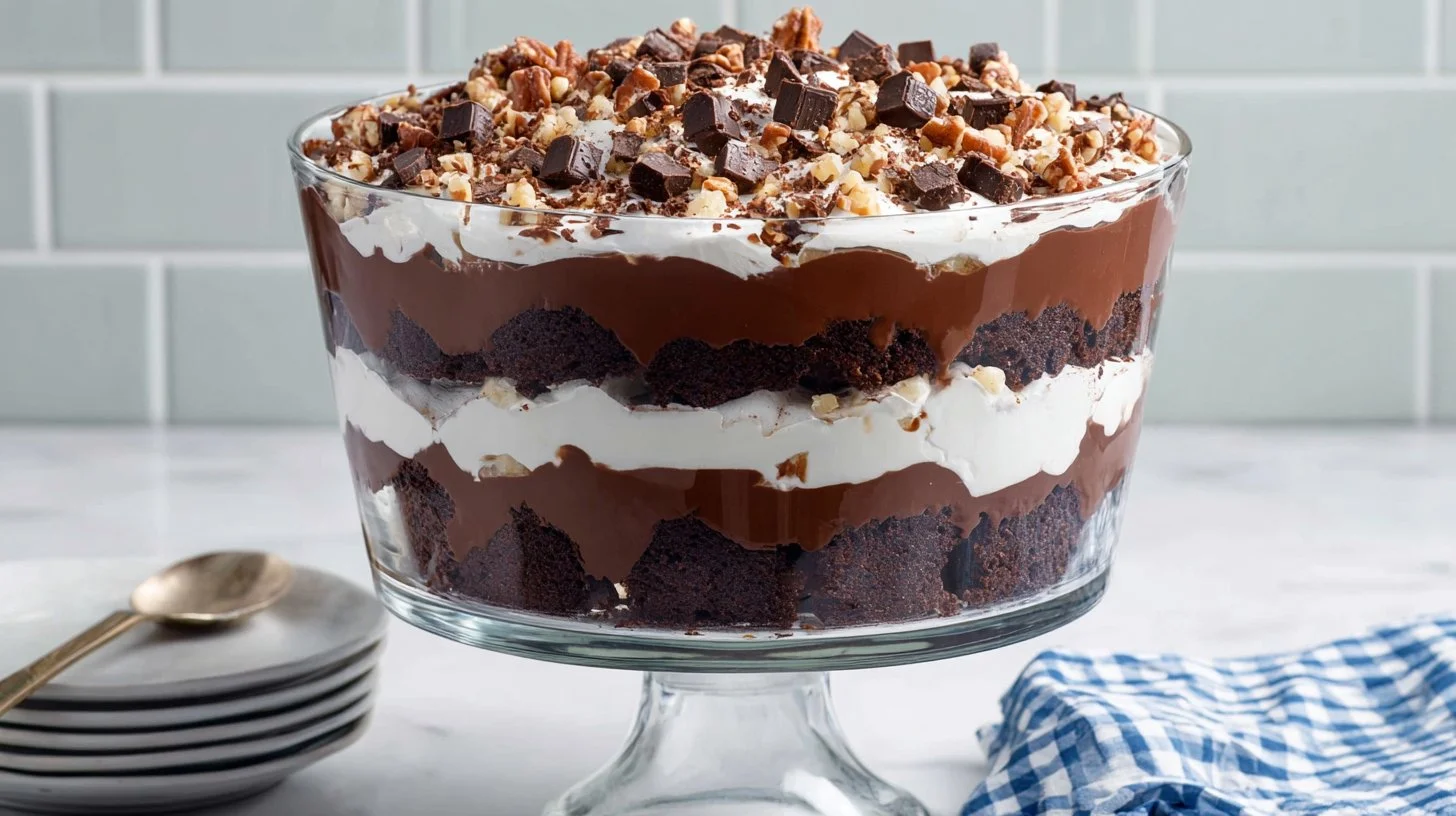 Death By Chocolate Trifle with Fudgy Brownie Layers