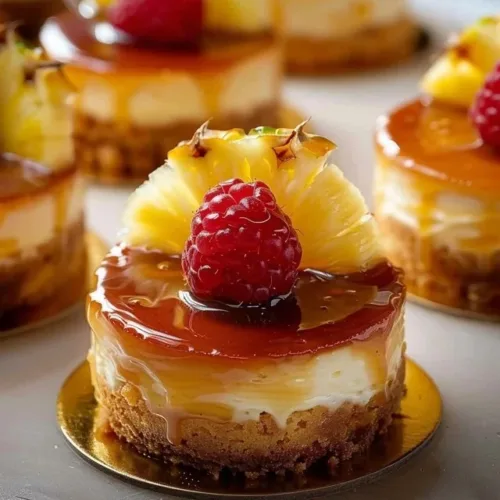 Delicious easy tropical cheesecake cups topped with fresh fruit.