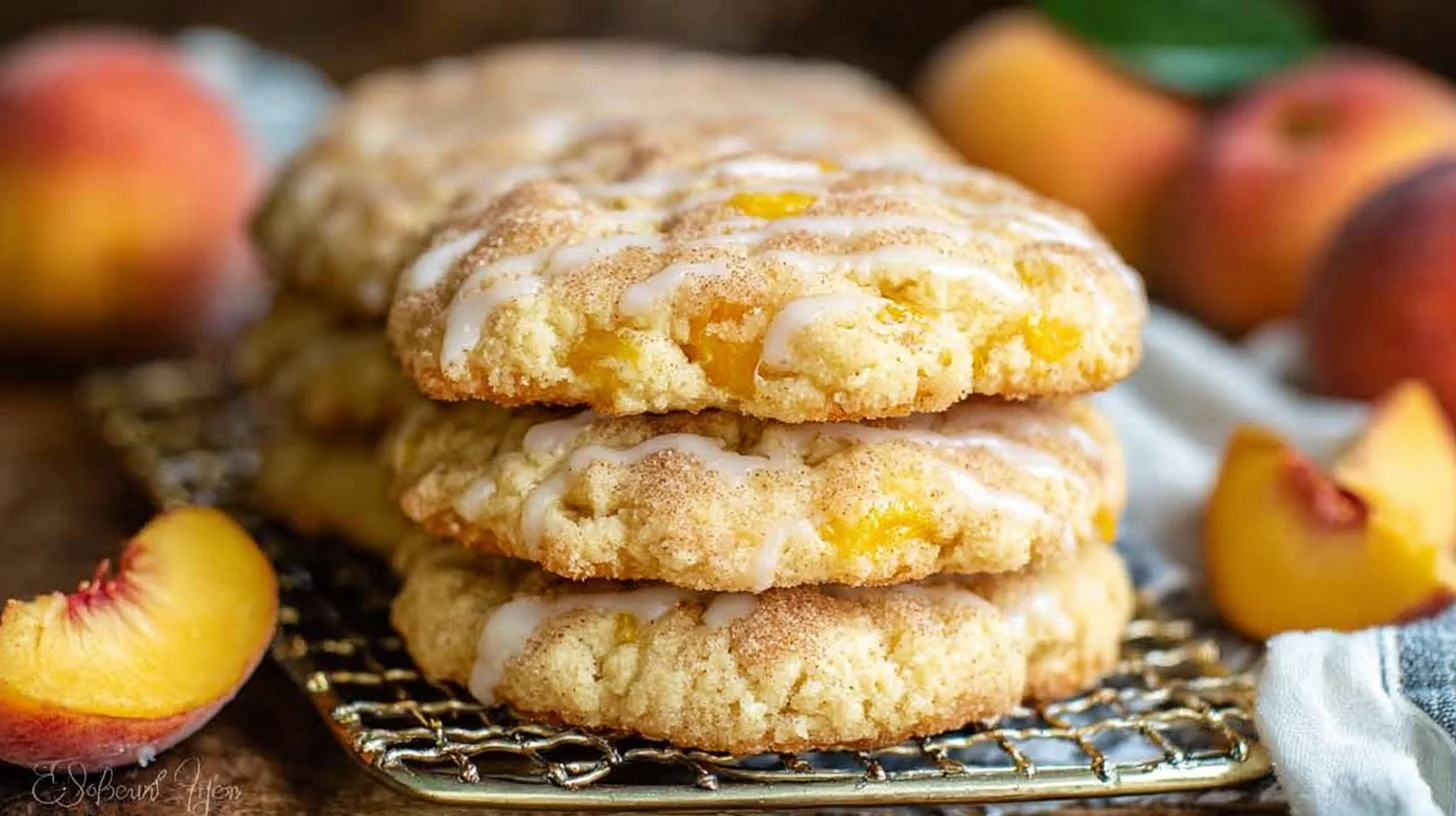 Fluffy Peach Cobbler Cookies with Cinnamon Sugar Flavor