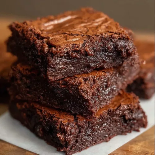 Fudgy sourdough discard brownies on a wooden table with chocolate pieces