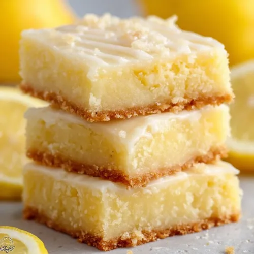 Delicious lemon brownie bars with a buttery texture on a white plate