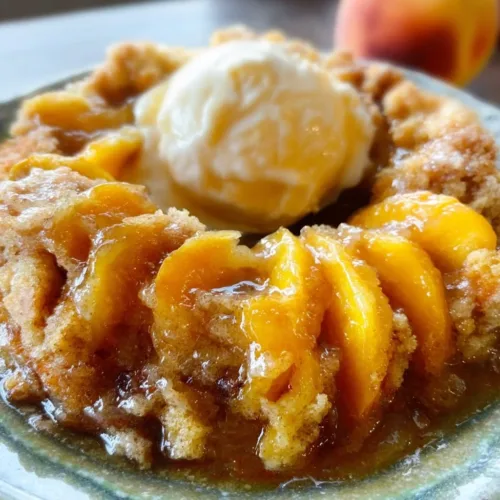 Delicious Old-Fashioned Southern Peach Cobbler served warm