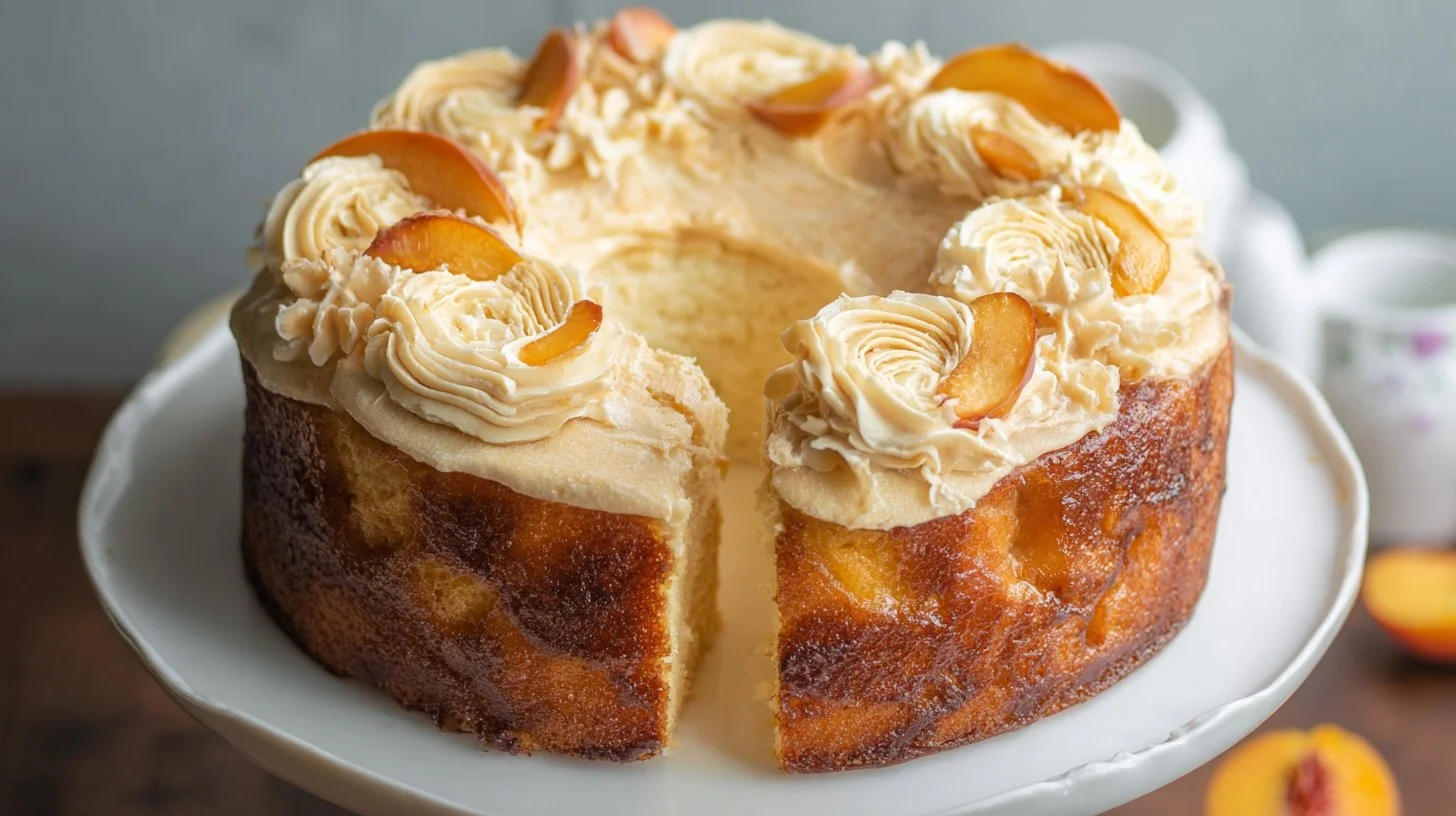 Peach Cake with Brown Sugar Frosting