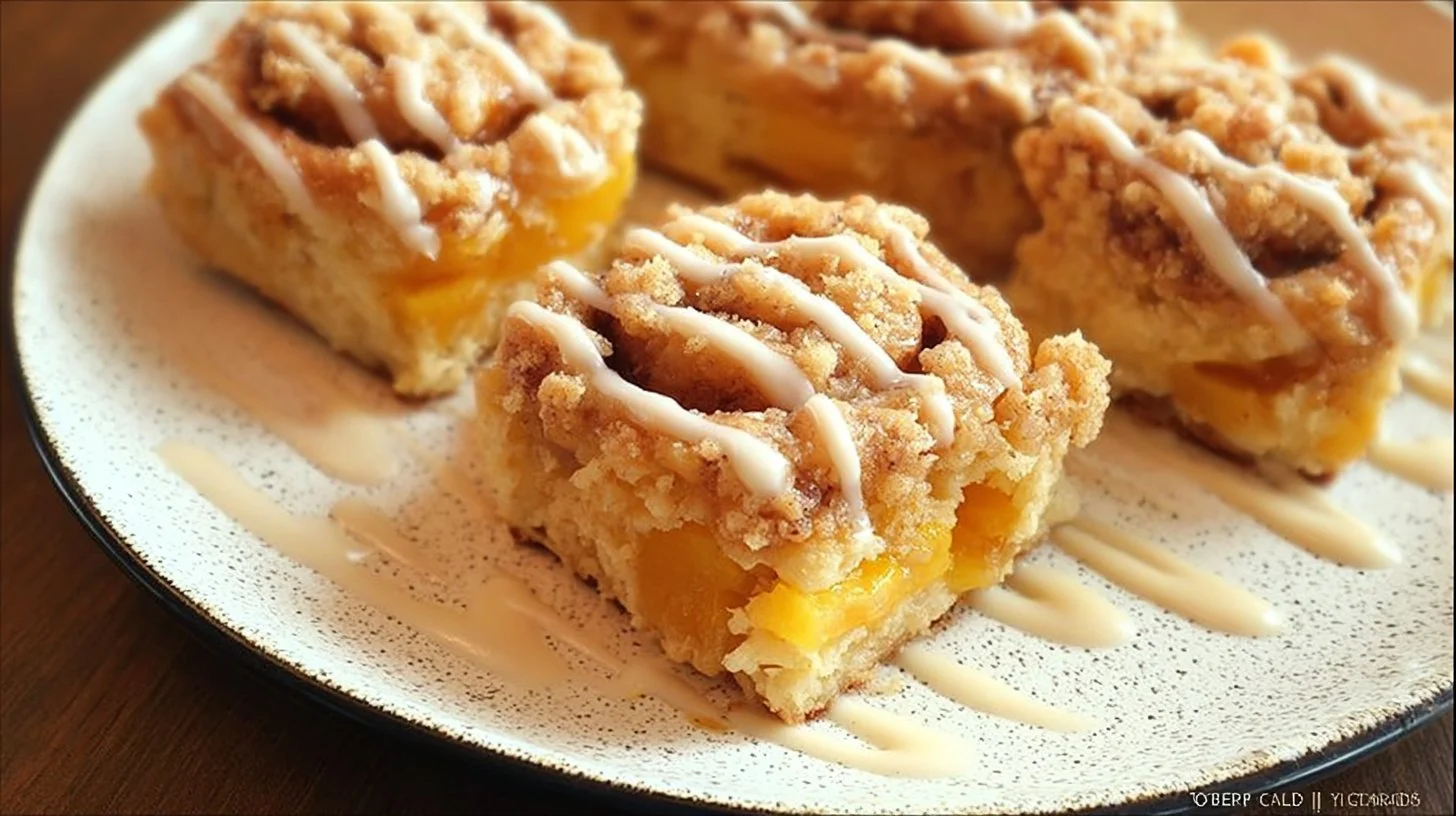 Peach Cobbler Cinnamon Rolls with Brown Sugar Filling