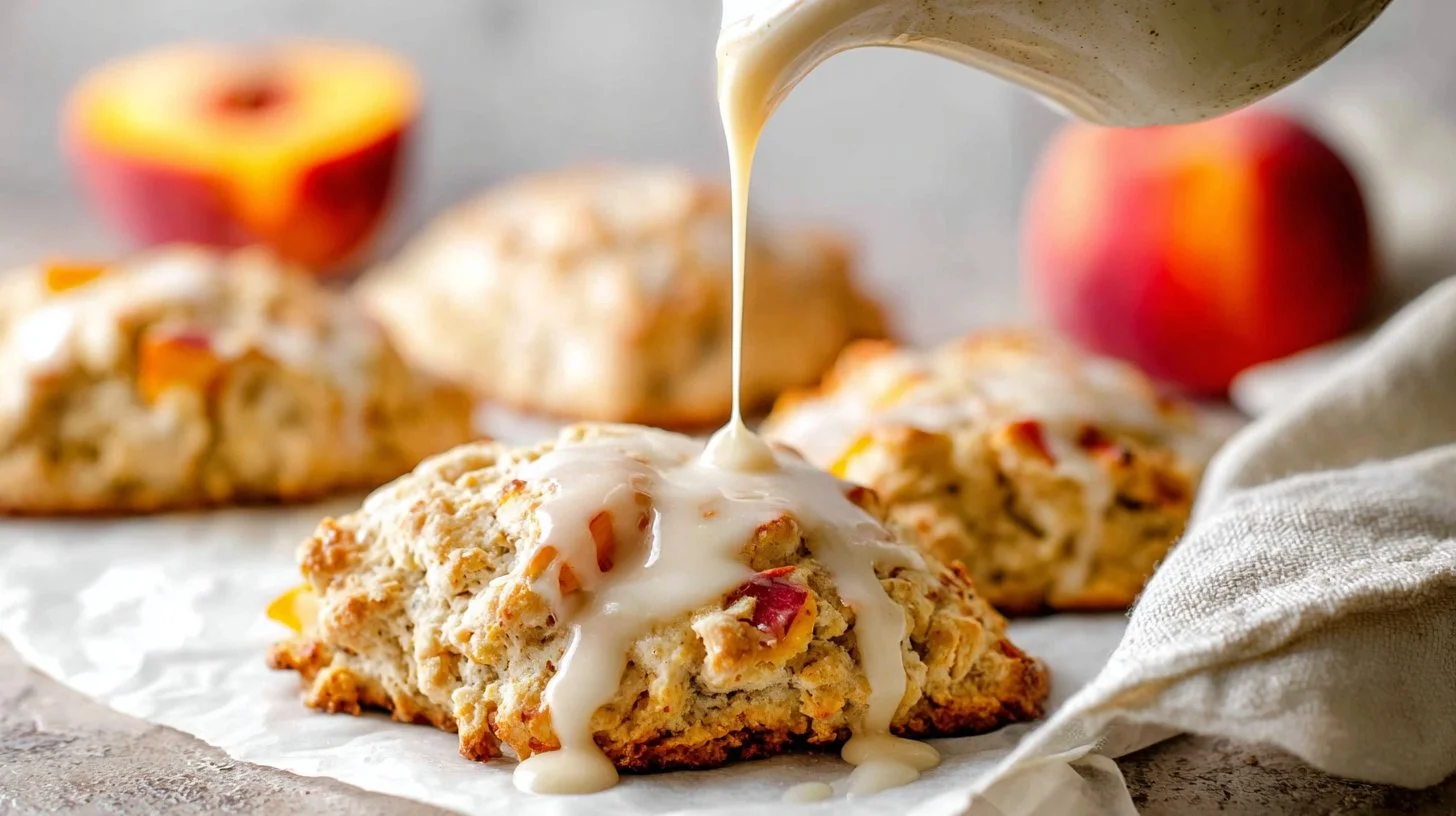 Peaches and Cream Cake with a Light Filling