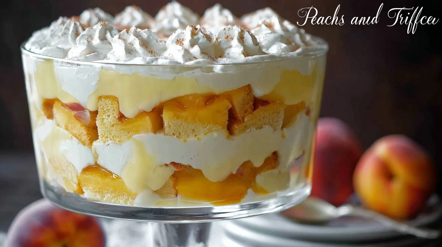Peaches and Cream Trifle with Soft Cake Pieces