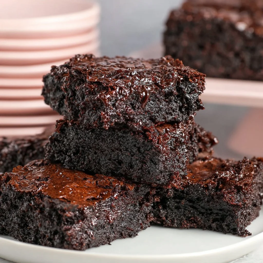 Deliciously rich sourdough brownies topped with chocolate ganache
