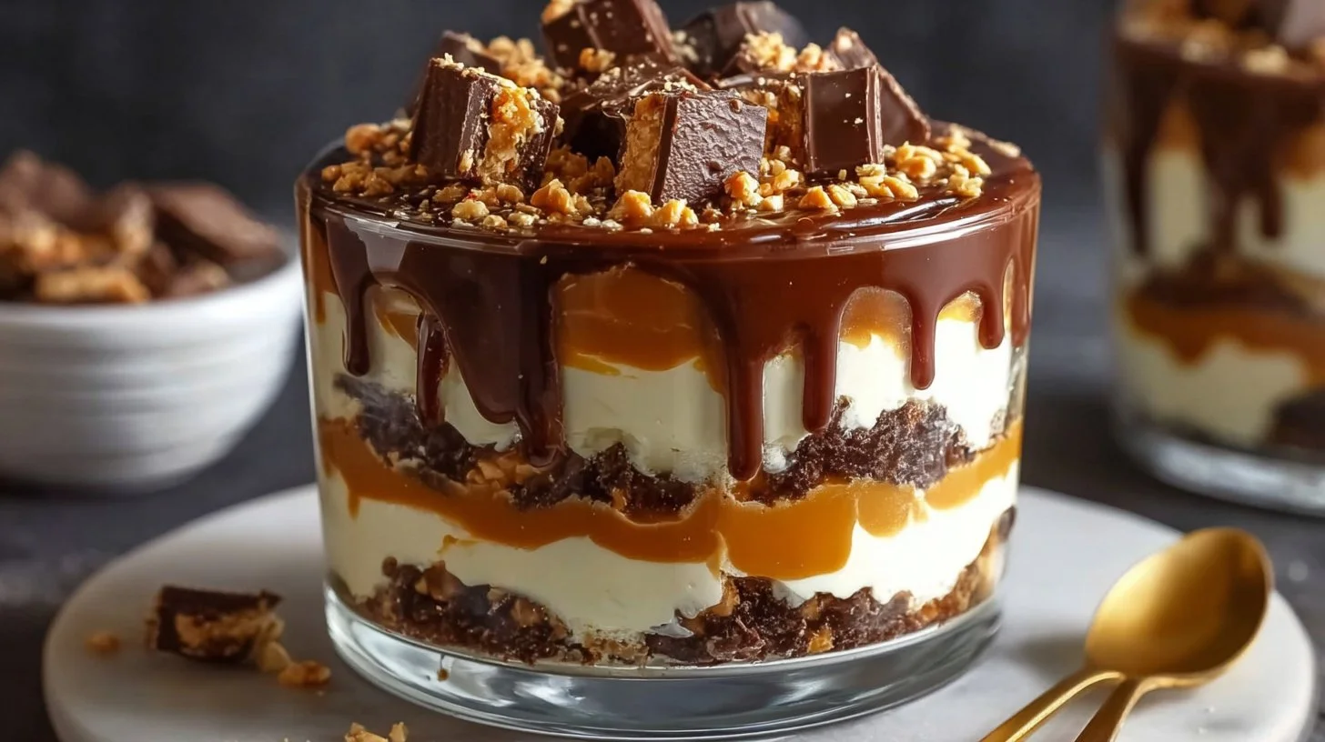 Snickers Trifle with Caramel and Peanut Chocolate Flavor