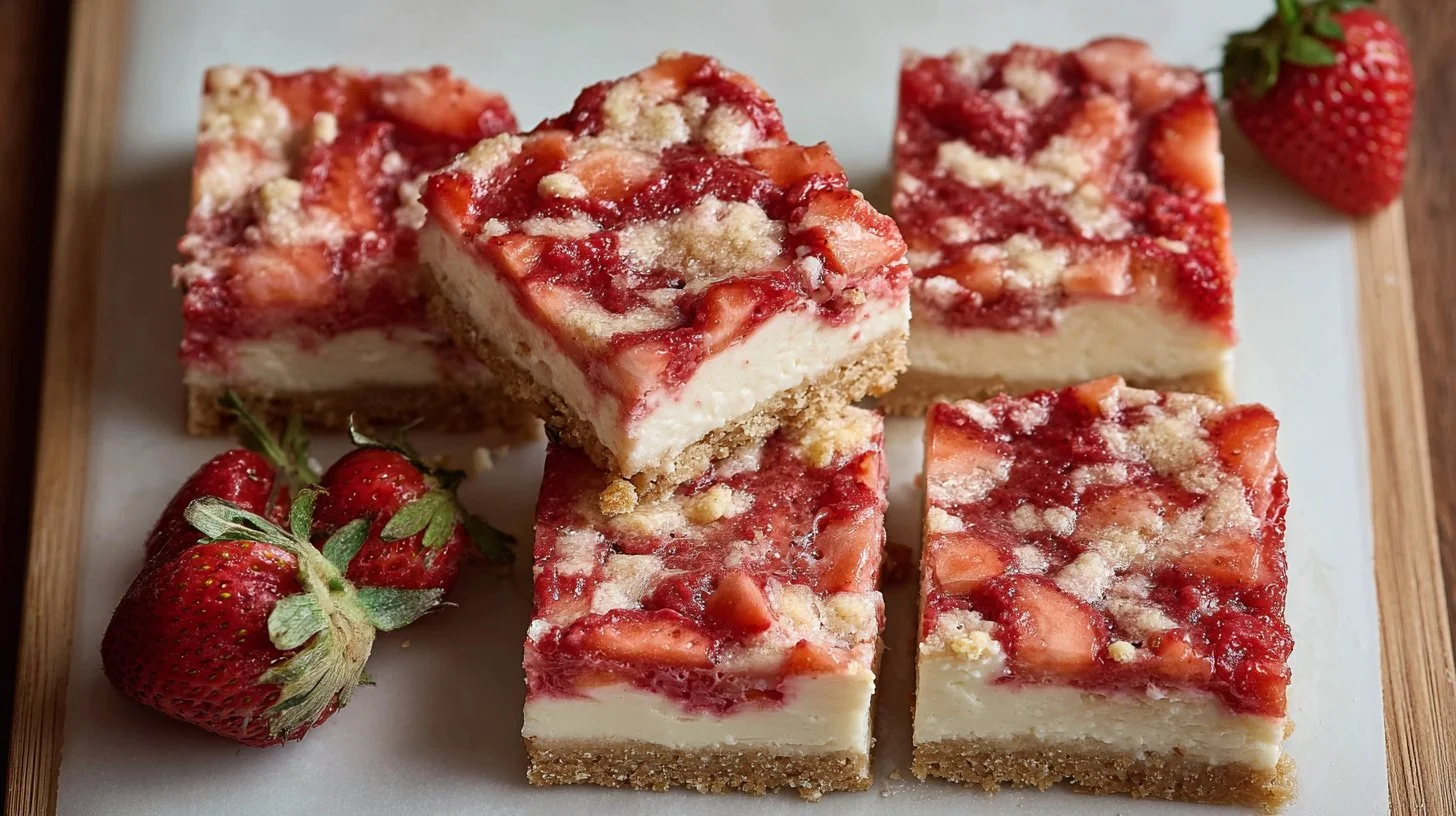 Strawberry Cheesecake Bars with Creamy Layers
