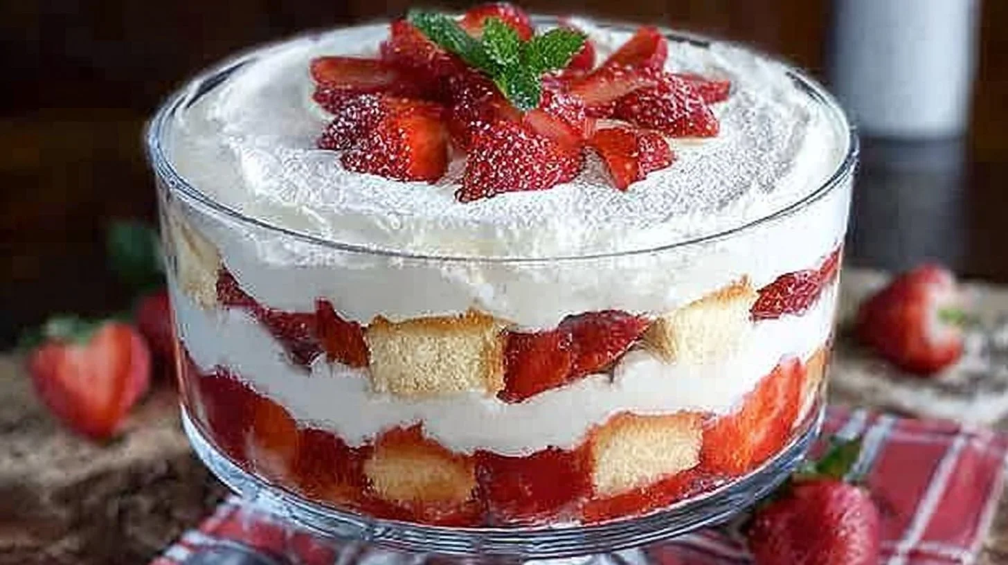 Strawberry Cheesecake Trifle with Angel Food Cake