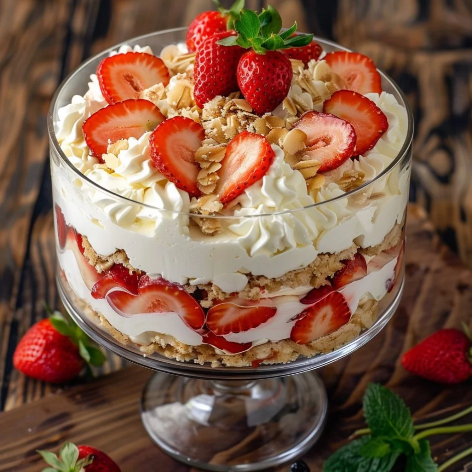Strawberry Cheesecake Trifle with Fresh Berry Layers